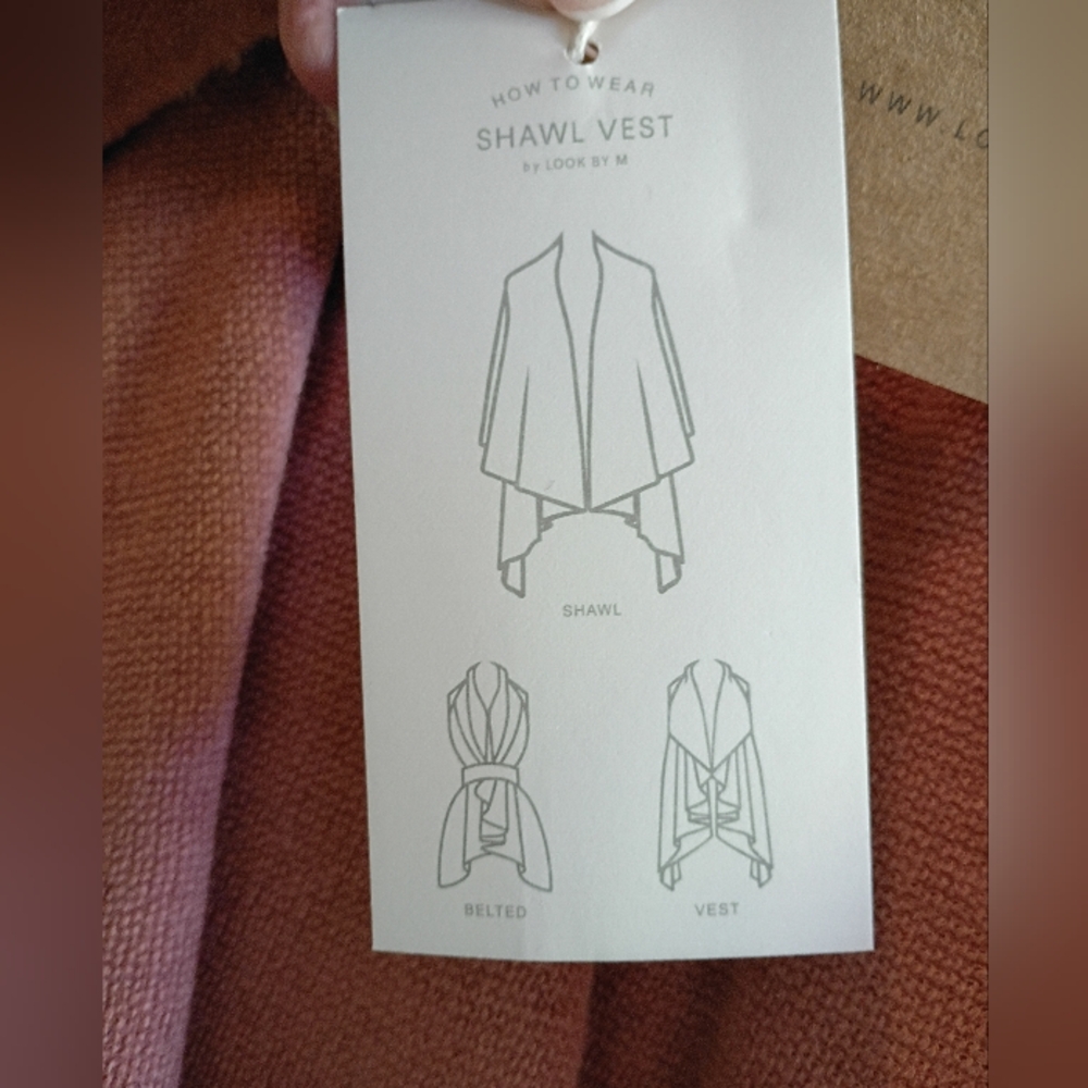 Women's Basic Shawl Vest 3 in 1.Peach Color One Size - Picture 7 of 11